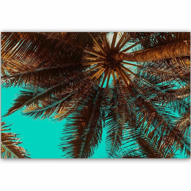 'Palm Tree on a Turquoise Sky' - Wrapped Canvas Graphic Art Print Bay Isle Home Size: 80cm H x 120cm W on Productcaster.