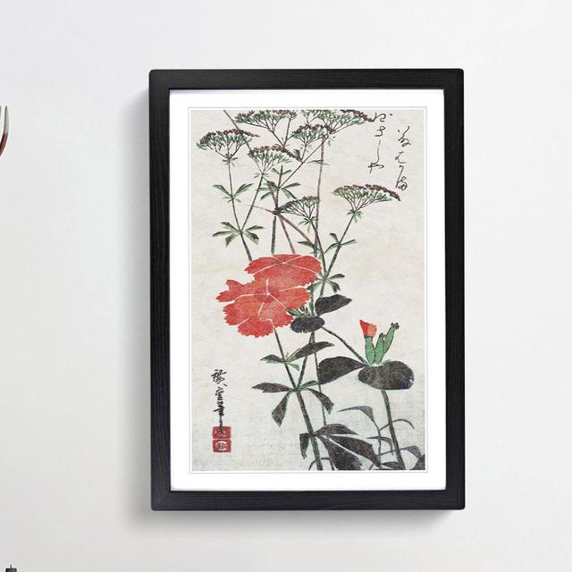 Pink Flowers by Utagawa Hiroshige - Picture Frame Painting Print East Urban Home Frame Option: Black Framed, Size: 65cm H x 48cm W x 2cm D on Productcaster.