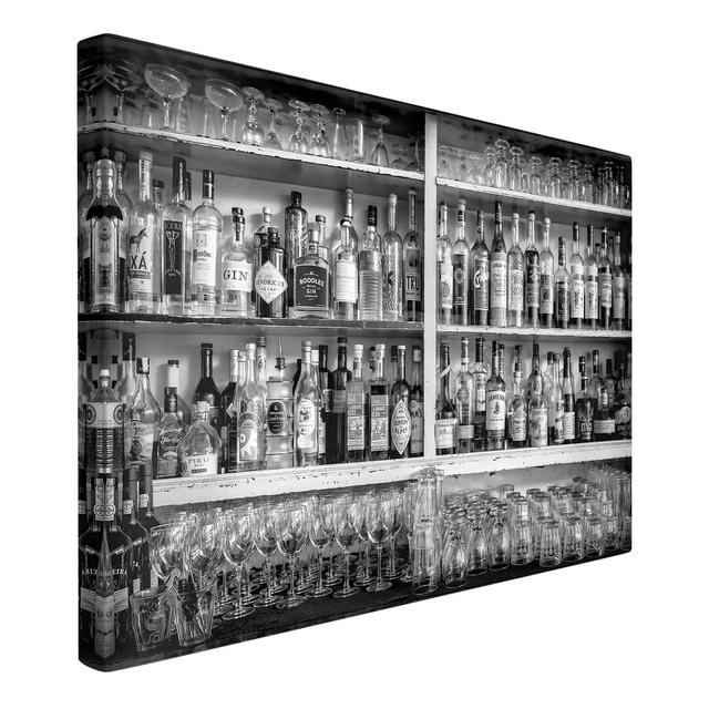 Leinwandbild Bar Schwarz Weiß Ebern Designs Format: Leinwand 260g/m², Größe: 40cm H x 60cm B on Productcaster.