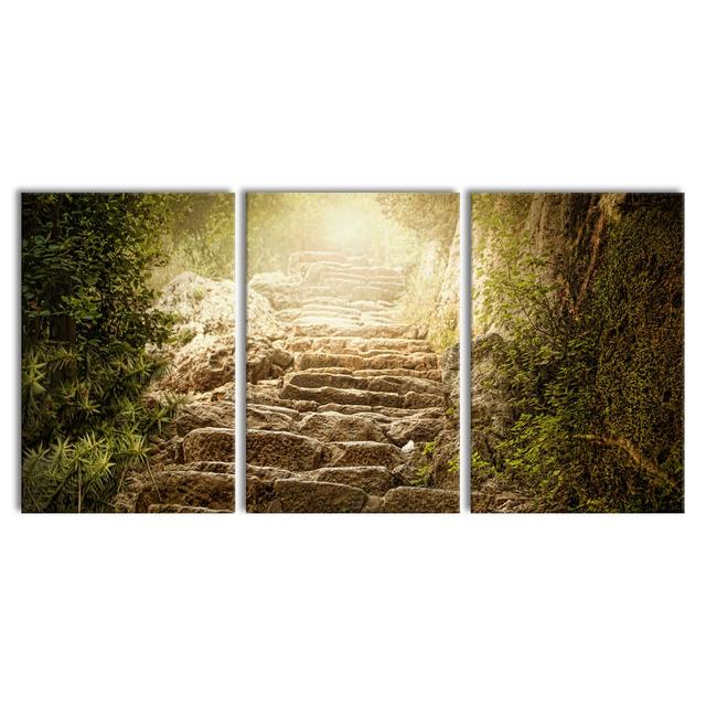 Beautiful Stone Steps 3-Piece Photograph Set on Canvas East Urban Home Size: 120cm H x 240cm W on Productcaster.