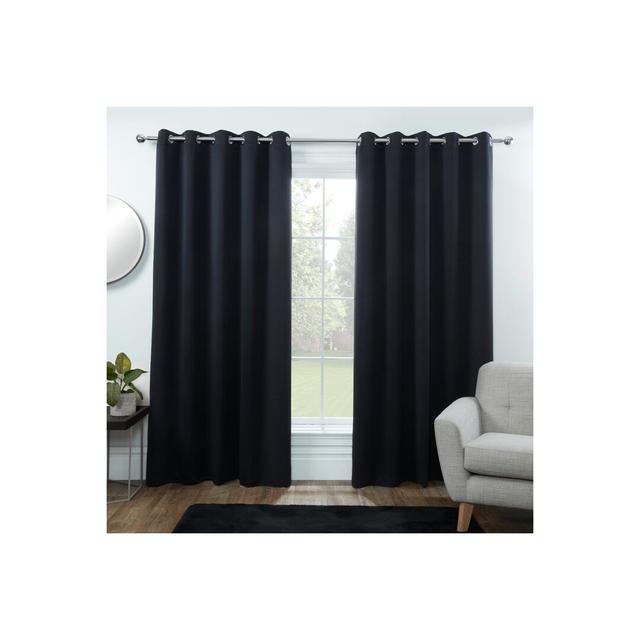 Averii Eyelet Blackout Thermal Sliding Panel Curtains (Set of 2) Ebern Designs Colour: Black, Panel Size: 168 W x 183 D cm on Productcaster.