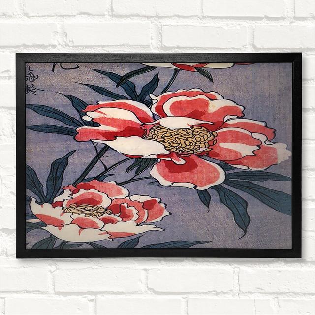 Peonies by Hiroshige - Closed Corner Frame Art Prints on Wood ClassicLiving Size: 42cm H x 59.7cm W on Productcaster.