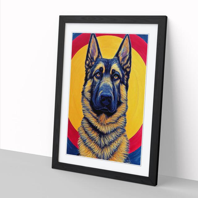 German Shepherd Mandala - Single Picture Frame Graphic Art Marlow Home Co. Size: 34cm H x 25cm W x 2cm D, Format: Oak Framed on Productcaster.