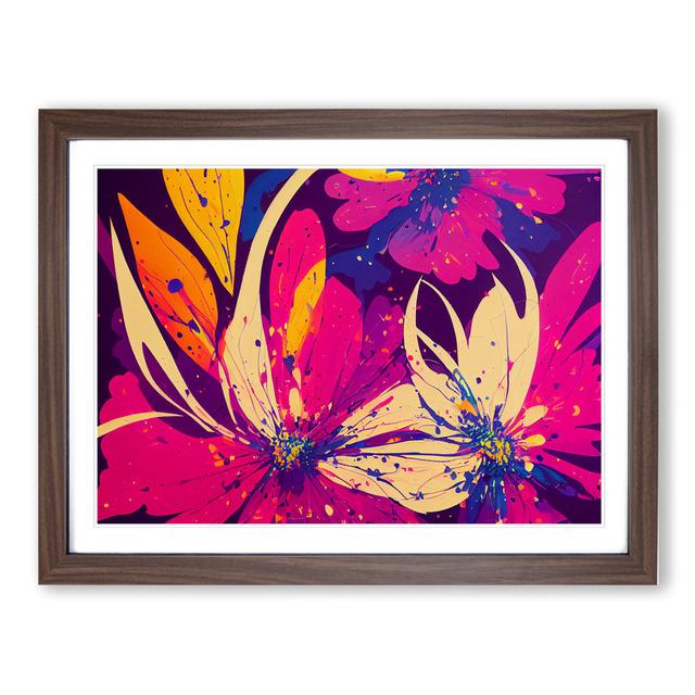 Breathtaking Flower Splash Abstract - Picture Frame Painting Marlow Home Co. Framed Colour: Walnut Framed, Size: 46cm H x 64cm W x 2cm D on Productcaster.