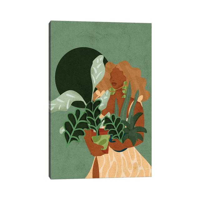 Plant Lady by Reyna Noriega - Painting Print on Canvas 17 Stories Format: Wrapped Canvas, Size: 45.72cm H x 30.48cm W x 1.91cm D on Productcaster.