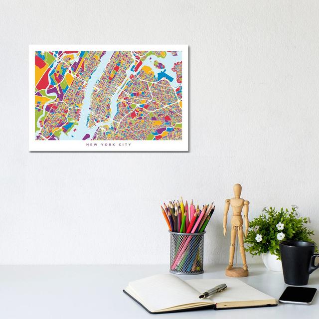 New York City Street Map by Michael Tompsett - Wrapped Canvas Graphic Art Borough Wharf Size: 20.32cm H x 30.48cm W x 1.91cm D on Productcaster.