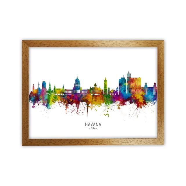 Havana Cuba Skyline by Michael Tompsett - Graphic Art Latitude Run Format: Brown Framed, Size: 25cm H x 34cm W x 3cm D on Productcaster.