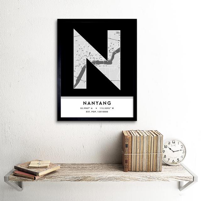 Nanyang City Map Nanyang China City Map - Single Picture Frame Typography Wee Blue Coo on Productcaster.