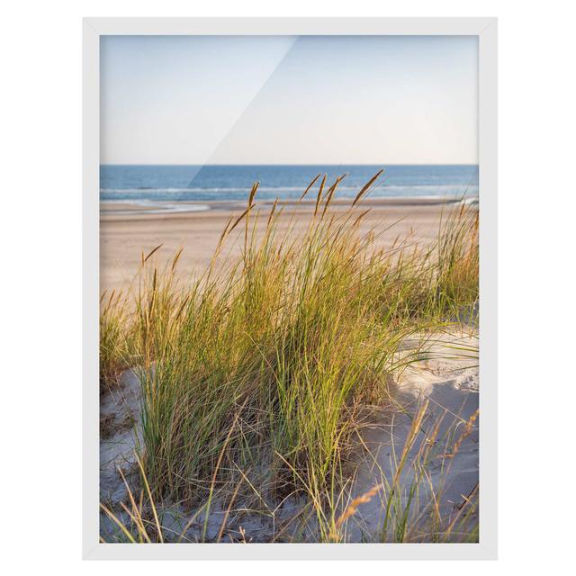 Picture With Frame - Beach Dune At The Sea - Portrait 4:3 House of Hampton Size: 100cm H x 70cm W x 2cm D, Frame Option: White Framed on Productcaster.