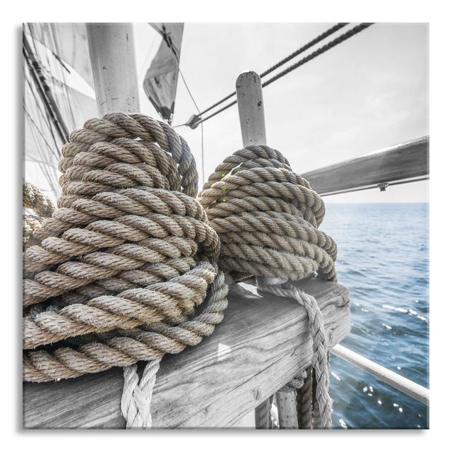 Rope Sail on a Ship - Unframed Photograph on Glass Longshore Tides Size: 80cm H x 80cm W x 0.4cm D on Productcaster.