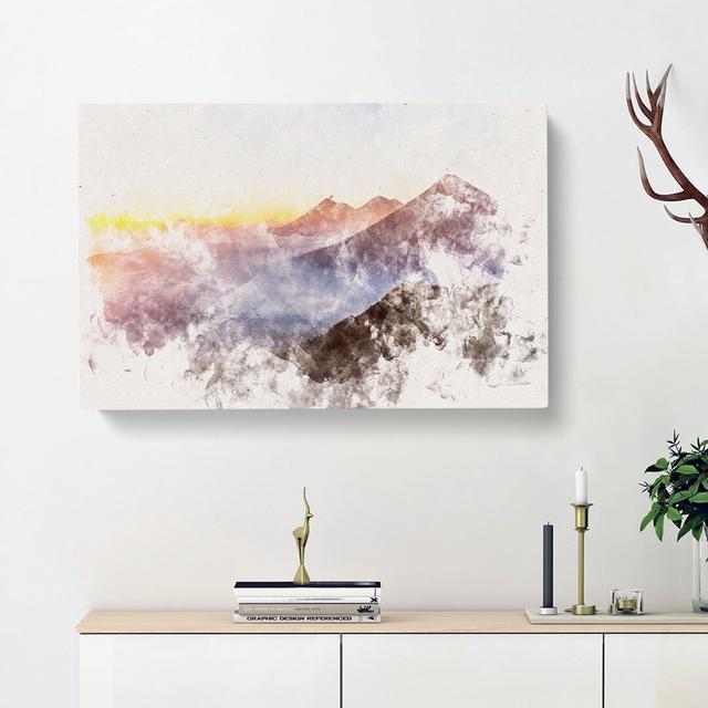 Over the Volcano in Guatemala Watercolour - Wrapped Canvas Graphic Art Print East Urban Home Size: 35cm H x 50cm W x 3cm D on Productcaster.