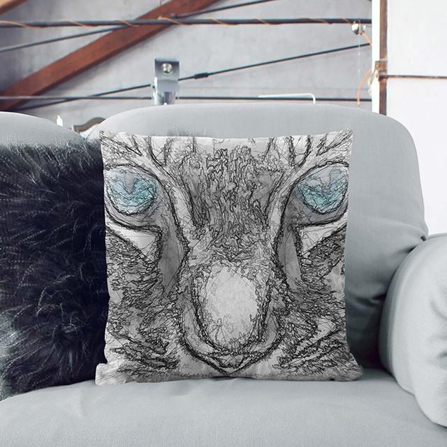 Bright Blue Cat Eyes in Abstract Cushion with Filling East Urban Home Size: 55cm H x 55cm W x 20cm D, Backing Colour: Stone on Productcaster.