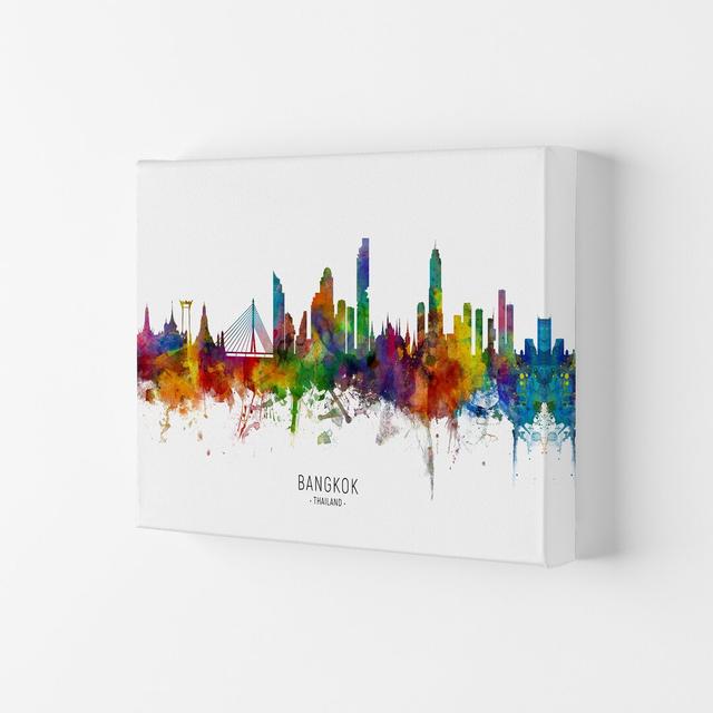 Bangkok Thailand Skyline by Michael Tompsett - Graphic Art Ebern Designs Size: 59.4cm H x 84cm W x 4cm D, Format: Wrapped Canvas on Productcaster.