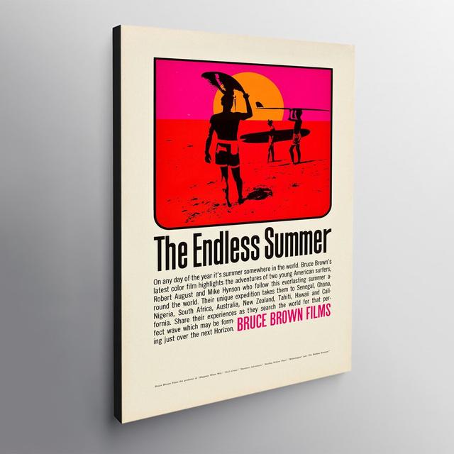 The Endless Summer Surfer Vintage Movie Art 1966 - Canvas Wall Art Framed Print - Various Sizes Happy Larry Size: 81 H x 61 W on Productcaster.