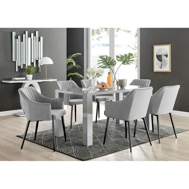 6 - Person Dining Set Canora Grey Colour (Chair): Grey/Gold, Table Colour: Grey on Productcaster.