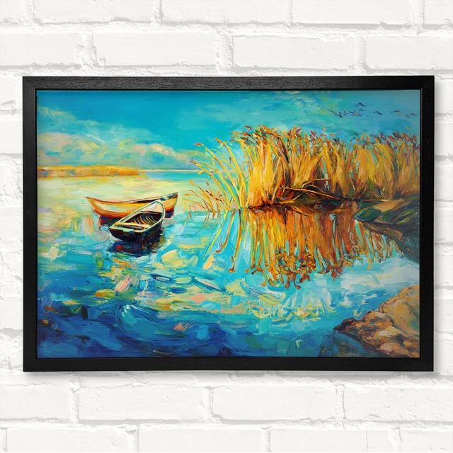 Twin Sailboat Reflections Framed Print Longshore Tides Size: 59.7cm H x 84.1cm W x 3cm D, Format: Black Framed Wood on Productcaster.