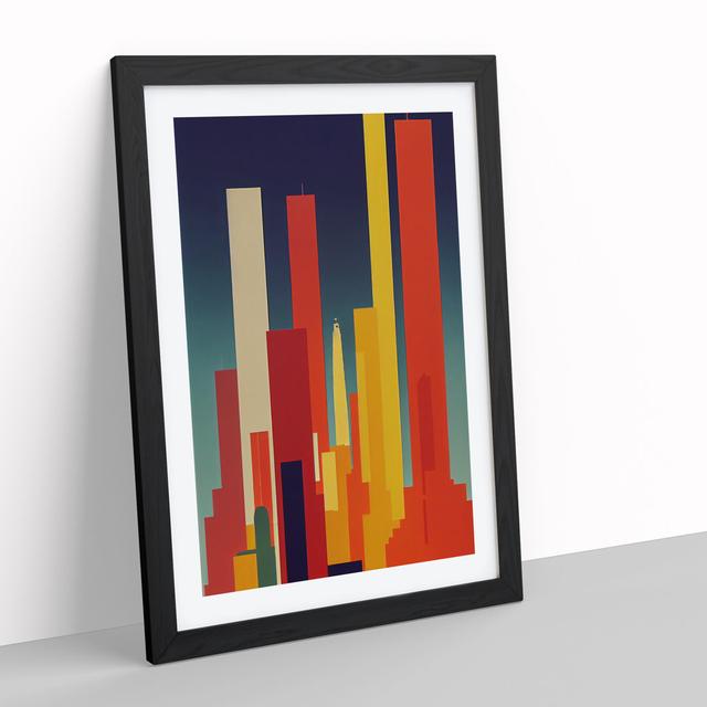 City Skyline Abstract No.5 - Picture Frame Graphic Art 17 Stories Size: 46cm H x 34cm W x 2cm D, Frame Colour: Black on Productcaster.