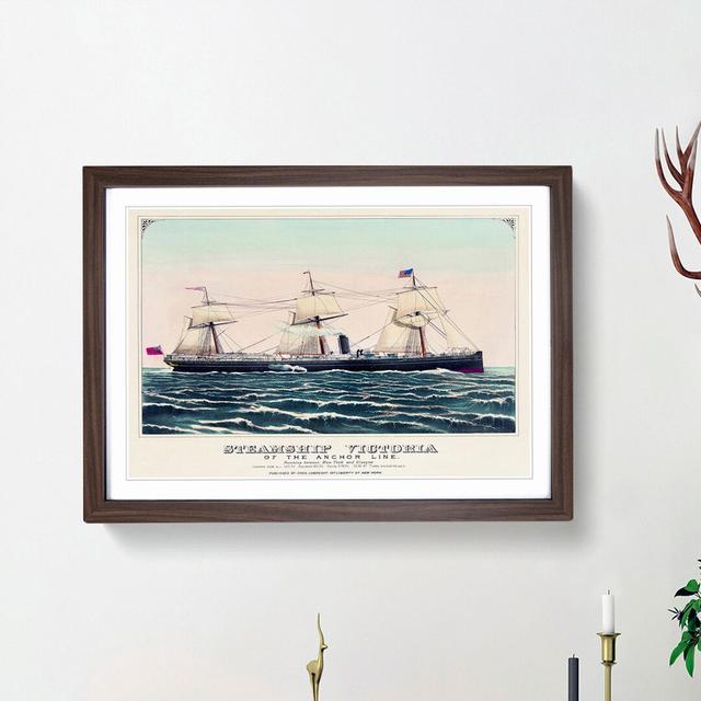 Steamship Victoria of the Anchor Line - Picture Frame Art Print East Urban Home Size: 48cm H x 65cm W x 2cm D, Frame Option: Walnut Framed on Productcaster.