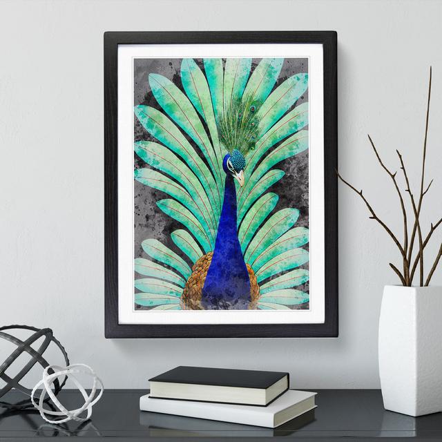 Peacock Watercolour No.2 Latitude Vive Size: 48cm H x 36cm W, Matte Colour: White, Format: Black Framed Paper on Productcaster.