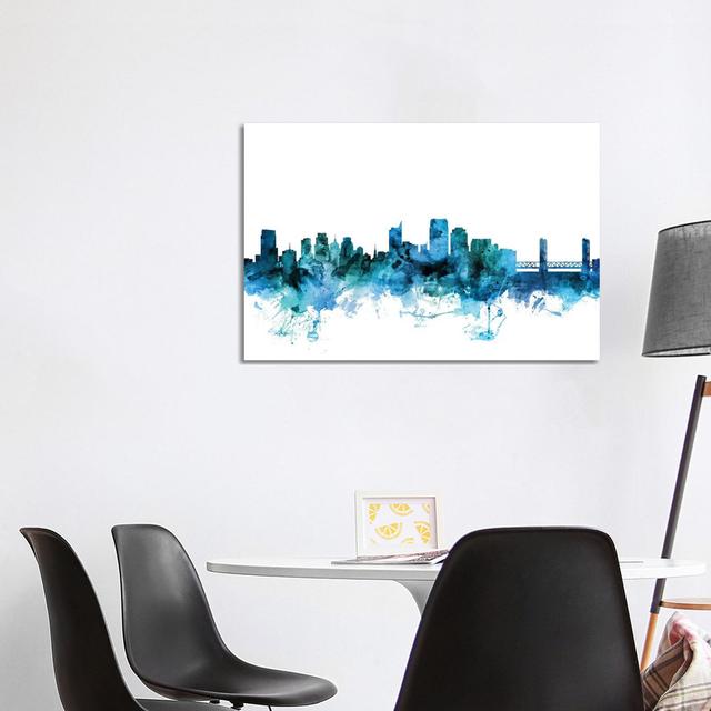 Sacramento, California Skyline by Michael Tompsett - Wrapped Canvas Gallery-Wrapped Canvas Giclée Latitude Run Size: 66.04cm H x 101.6cm W x 3.81cm D on Productcaster.