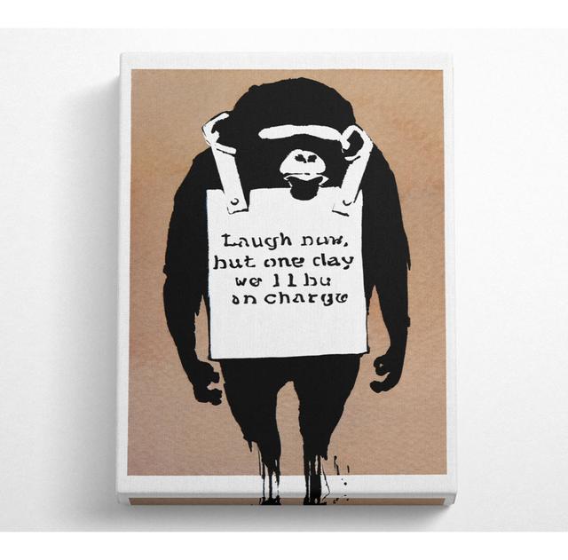 Laugh Now Monkey Beige - Wrapped Canvas Art Prints ClassicLiving Size: 50.8cm H x 35.6cm W x 10cm D on Productcaster.