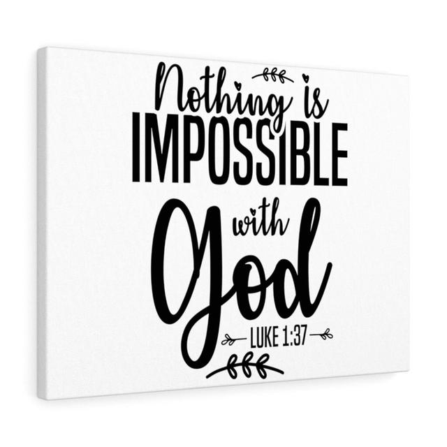 Nothing Is Impossible Luke 1:37 - Wrapped Canvas Typography Blue Elephant Size: 30cm H x 41cm W on Productcaster.