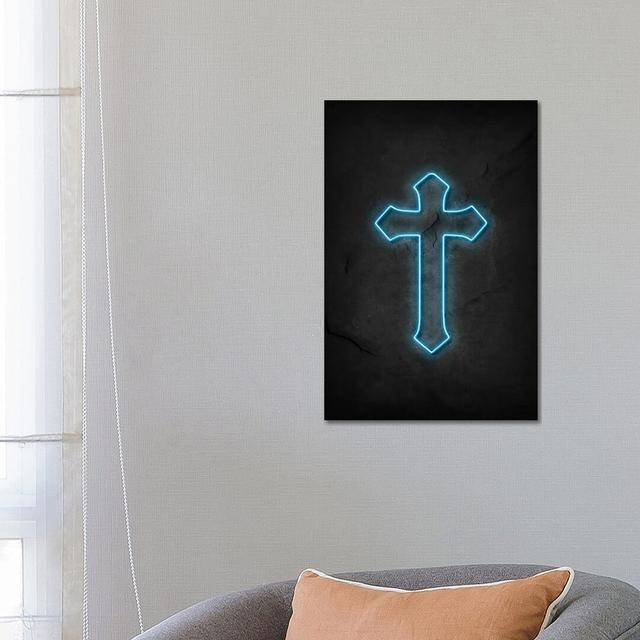 Crosso Neon 1PC6 Happy Larry Size: 66.04cm H x 45.72cm W, Format: Wrapped Canvas on Productcaster.