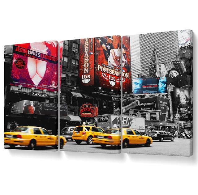 New York City Broadway Billboards - 3 Piece Wrapped Canvas Graphic Art Brayden Studio Size: 81.3cm H x 163cm W on Productcaster.