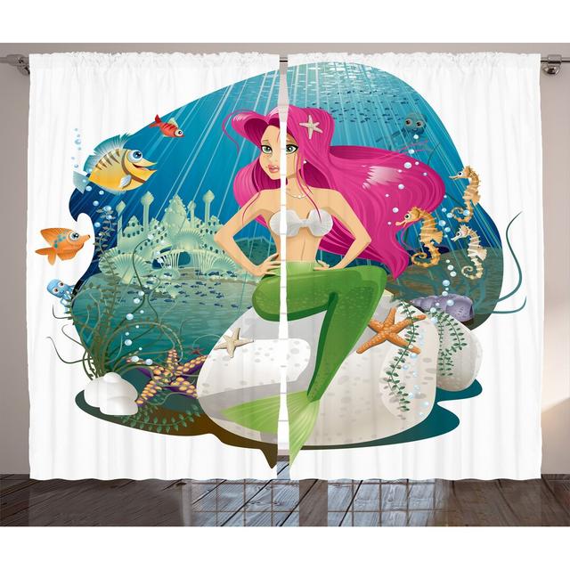 Rustikaler Vorhang, Underwater Mermaid, Bunt, Mehrfarbig East Urban Home Panel-Größe: 280 cm B x 245 T cm on Productcaster.