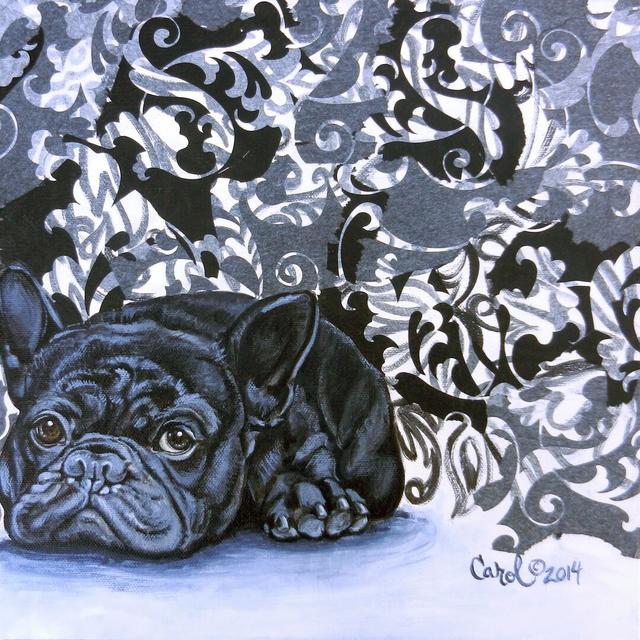 Playful Pup V by Carol Dillon - Wrapped Canvas Painting Rosalind Wheeler Size: 30cm H x 30cm W x 3.8cm D on Productcaster.