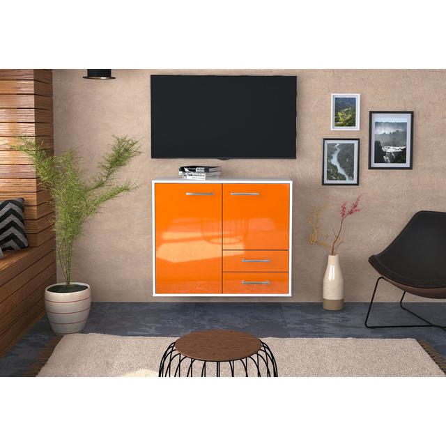 Allesha sideboard, flying/metal handles, size: 92 x 79 x 35cm Latitude Run Colour: Orange/White on Productcaster.