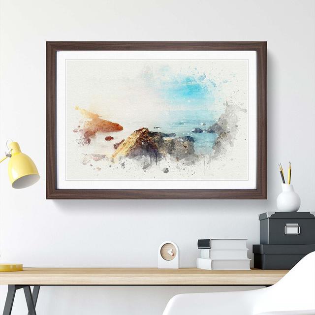 Little Corona Del Mar Beach in Abstract - Picture Frame Graphic Art Print East Urban Home Frame Option: Walnut, Size: 35cm H x 50cm W x 2cm D on Productcaster.