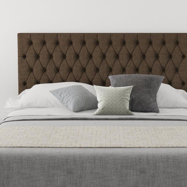 Upholstered Headboard Etta Avenue Size: Small Double (4'), Upholstery: Knit Chocolate on Productcaster.