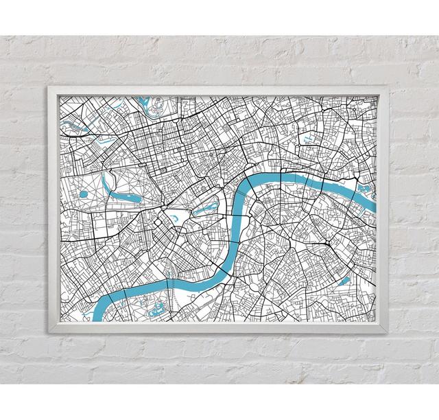 Die Karte von London Thames 1 - Einzelner Bilderrahmen Kunstdrucke auf Leinwand Bright Star Größe: 100 cm H x 141,4 cm B x 3,3 cm T on Productcaster.