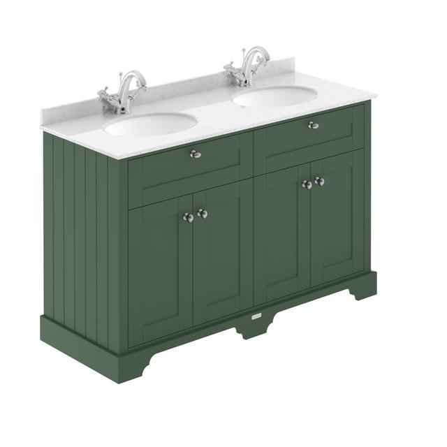 Old London 1202mm Free-standing Double Vanity Unit Old London Top Finish: White, Vanity Unit Colour: Sage on Productcaster.