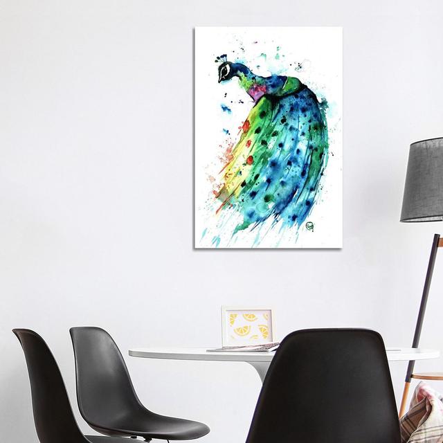 Proud Peacock by Lisa Whitehouse - Wrapped Canvas Gallery-Wrapped Canvas Giclée ClassicLiving Size: 101.6cm H x 66.04cm W x 3.81cm D on Productcaster.