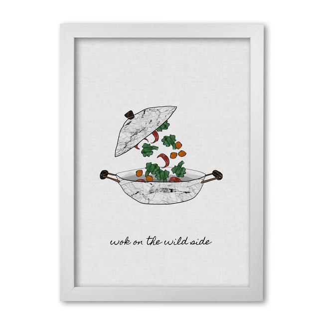 Wok on the Wild Side - Graphic Art Print on Paper East Urban Home Size: 42 cm H x 30 cm W x 5 cm D, Format: White Grain Frame on Productcaster.