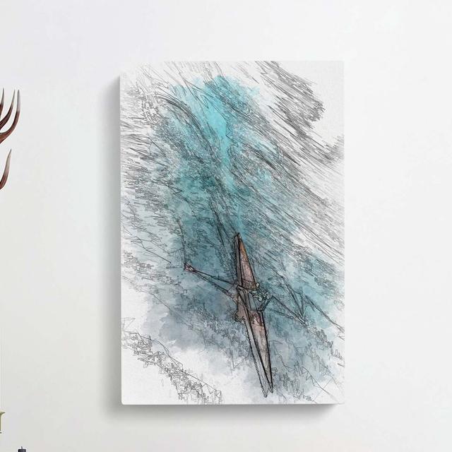 Single Scull Rowing Boat In Abstract - Wrapped Canvas Print East Urban Home Size: 50cm H x 35cm W x 3cm D on Productcaster.