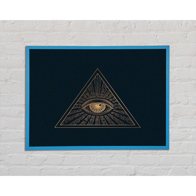 The All Seeing Eye Triangle Latitude Vive Size: 29.7cm H x 42cm W x 2cm D, Format: Green Framed Paper on Productcaster.