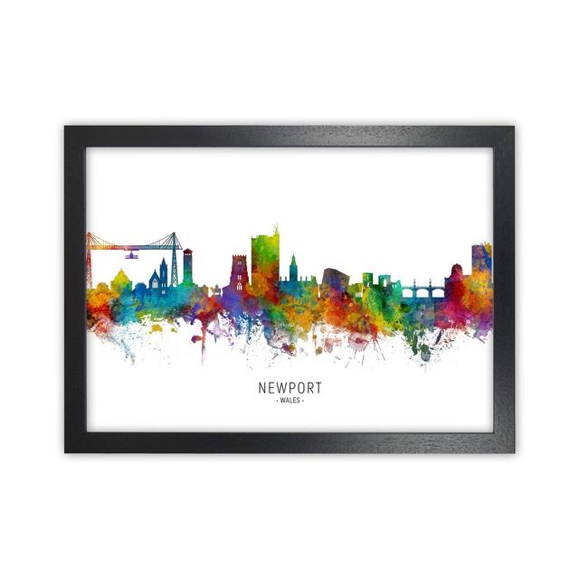 Newport Wales Skyline by Michael Tompsett - Graphic Art Latitude Run Format: Black Framed, Size: 46cm H x 63cm W x 3cm D on Productcaster.