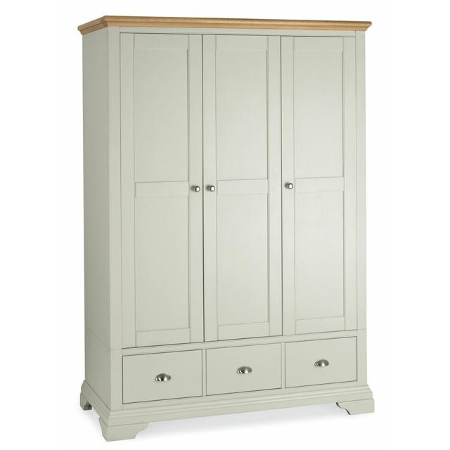 Ziggy 3 Door Solid Wood Wardrobe August Grove Colour: Soft Grey & Pale Oak on Productcaster.