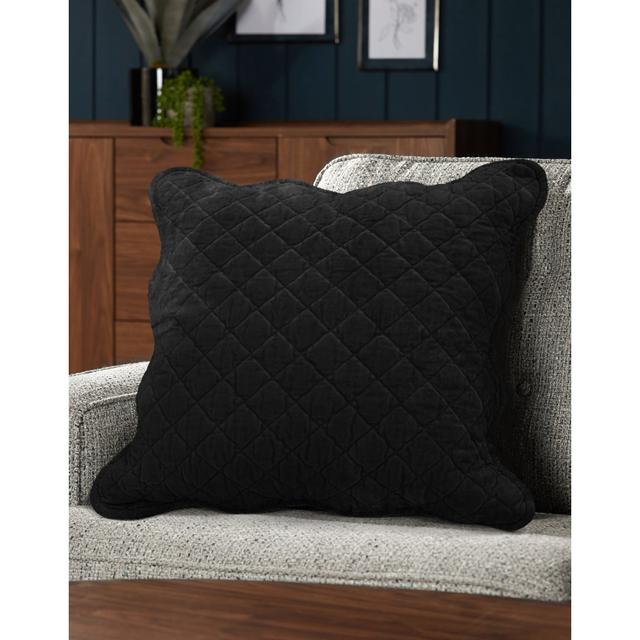 Monterra Cotton Geometric Square Velvet Luxury Cushion Cushion 17 Stories Colour: Black on Productcaster.