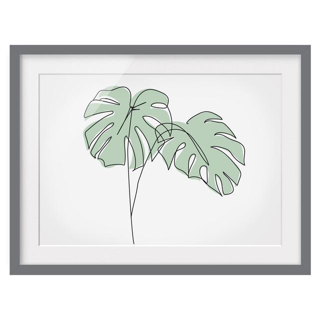 Monstera Leaves Line Art - Picture Frame Graphic Art Bay Isle Home Frame Option: Grey Framed, Size: 70cm H x 100cm W x 2cm D on Productcaster.