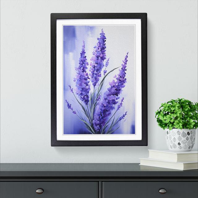 XYZ-FRM-V1223-4101 Lavender Flower Modern No.2 - Single Picture Frame Print on Wood Big Box Art Frame Colour: Black, Size: 46cm H x 34cm W x 2cm D on Productcaster.