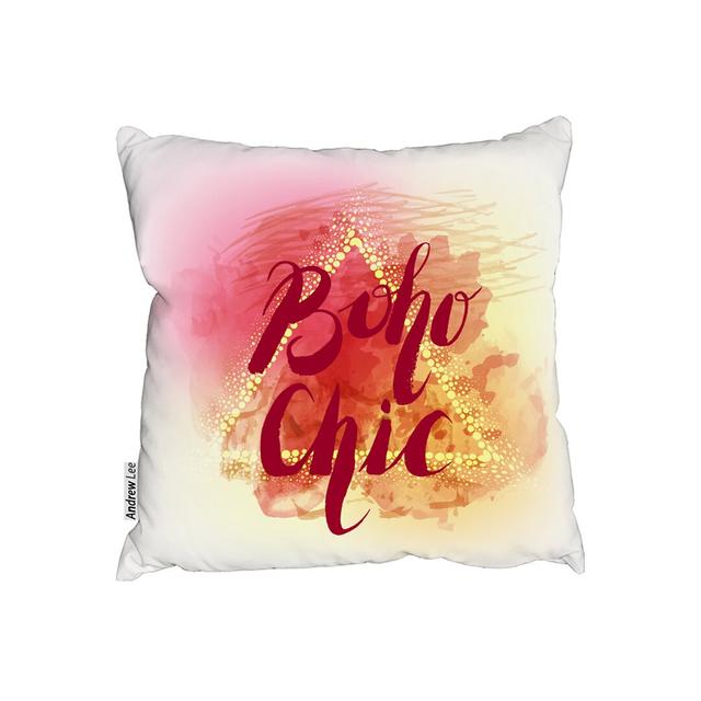 Labuguen Boho Chic Lettering on Beautiful Watercolor Cushion with Filling Brayden Studio Size: 45cm H x 45cm W x 30cm D on Productcaster.