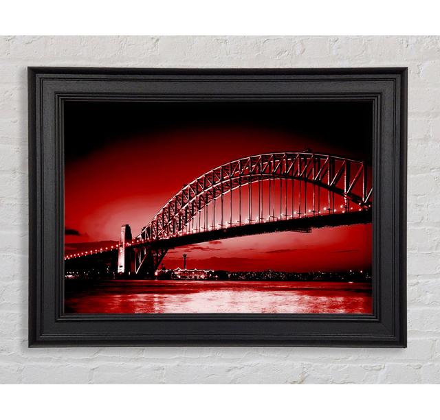 Sydney Harbour Bridge Red Framed Print Ebern Designs Size: 59.7cm H x 84.1cm W x 8cm D, Format: Antique Gold Framed Paper on Productcaster.