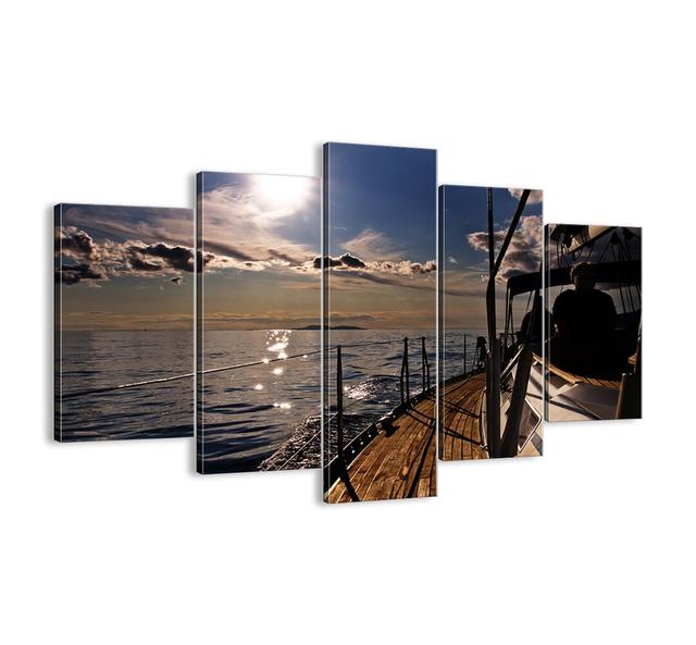 Sailing Towards the Sun - 5 Piece Unframed Photograph Print Set on Canvas Longshore Tides Size: 100cm H x 150cm W x 1.8cm D on Productcaster.