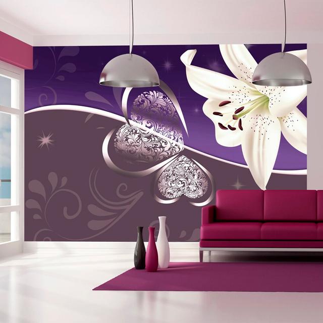 Lily in Shades 2.45m x 350cm Wallpaper East Urban Home Colour: Purple on Productcaster.