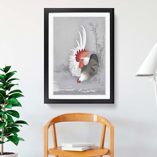 Rooster & Chicken by Ohara Koson - Picture Frame Graphic Art Print East Urban Home Frame Option: Black, Size: 76cm H x 50cm W x 2cm D on Productcaster.