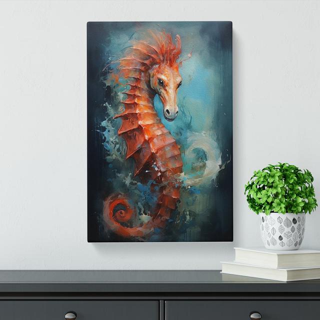 Seahorse Action Painting Art House of Hampton Size: 76cm H x 50cm W x 3cm D on Productcaster.